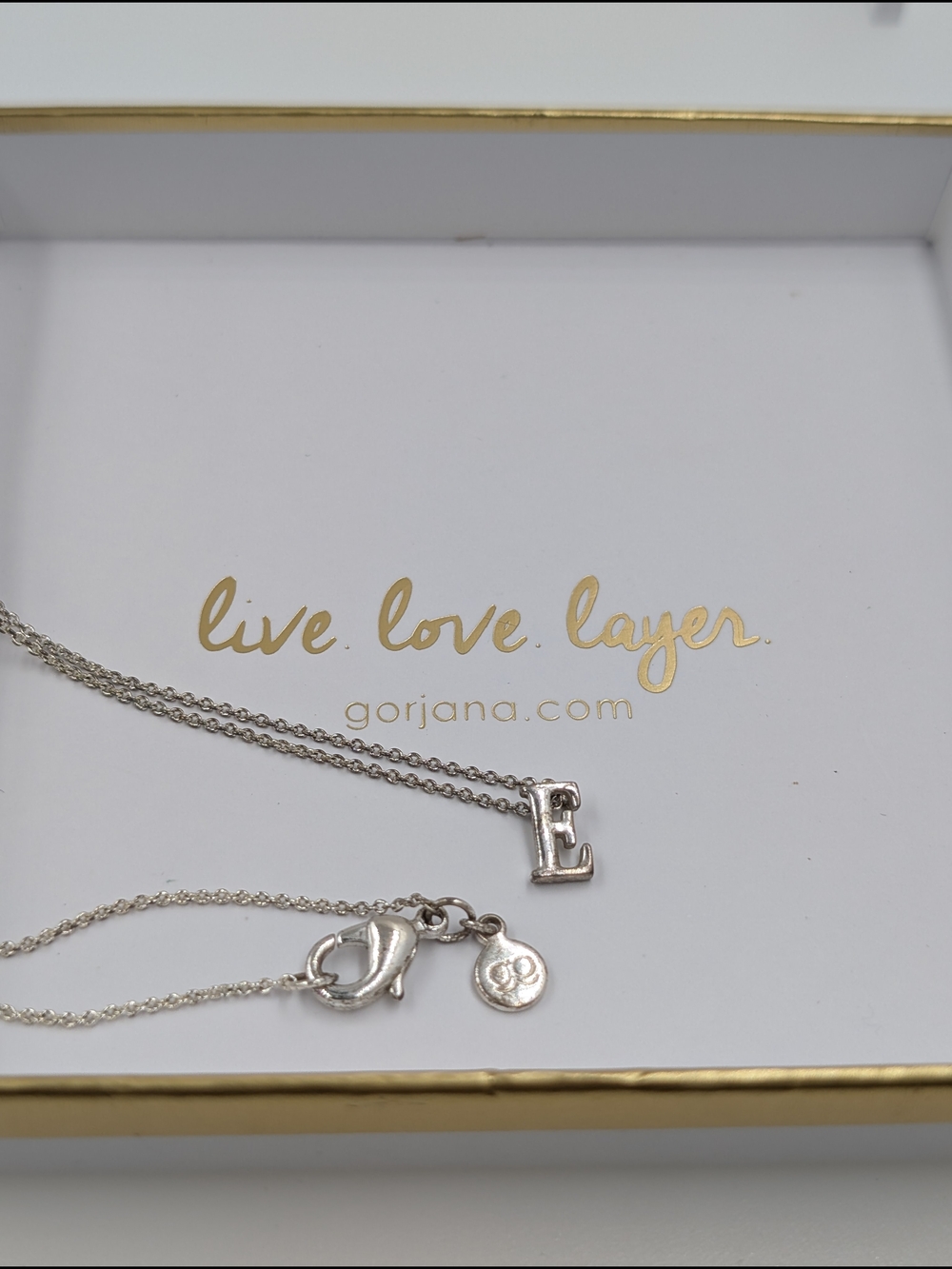 Gorjana Silver Initial E Layered Charm Necklace